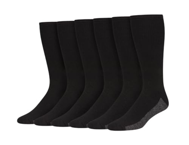 Hanes mens 6pk Sport Cuts Crew Socks - 6-12 - Black