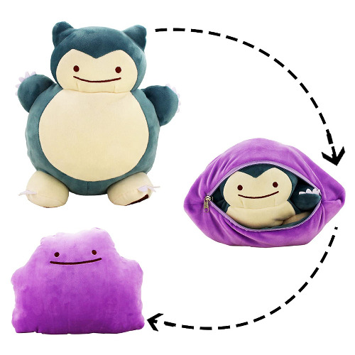 Jumbo Snorlax Plush Changeable Two Style Soft Stuffed Toy 32cm Doll Ditto Reversible Figure Pillow Kids Gift (A)
