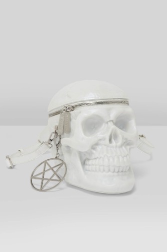 Grave Digger Skull Handbag [PEARL] | One Size / White / 100% PU 100% Polyester