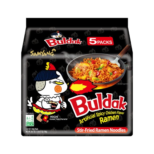 Samyang Buldak Korean Hot Spicy Chicken Stir-Fried Ramyun Noodles 4.94 oz (Pack of 5) - 