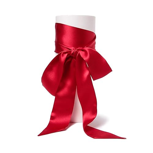GUZOSJO Solid Color Long Neckerchief Pure Skinny Scarf Necktie Handbag Wrap Handle Satin Belt - Red