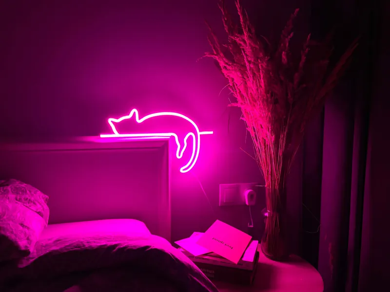 cat neon sign art decor Neon light wall art signs cute cat decor,  gift  LED Neon Lights, cat Wall custom neon  decor Neon Custom Desk light