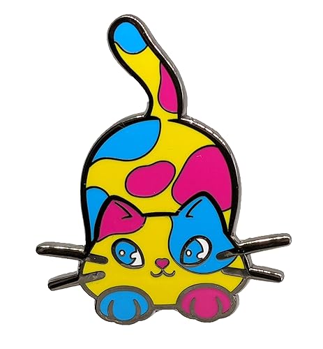 Subtle Pan Pin | Pan Pride Calico Cat Enamel Pin in Pansexual LGBT+ Flag Colors | Chibi Neko Subtle Pride Jewelry