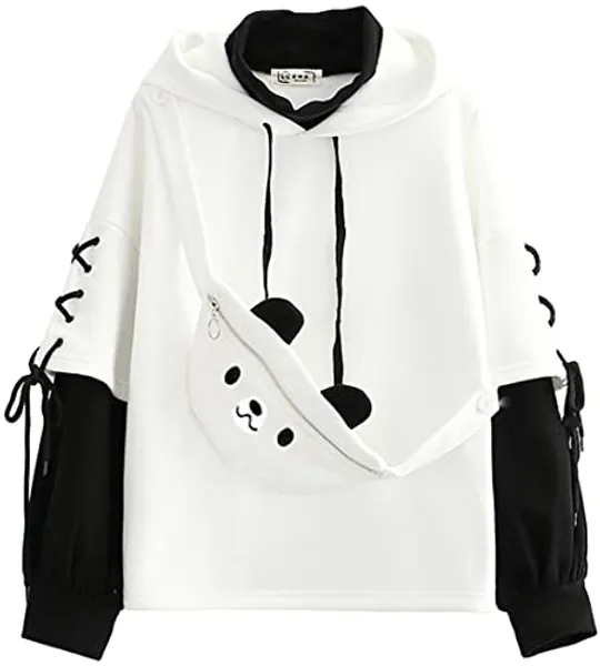 YINGKE Damen Bär Anime Kapuzenpullover Crewneck Sweatshirt Mädchen Japan Kawaii Hoodie Harajuku Pullover Kpop Streetwear