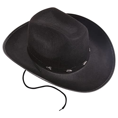 Kangaroo - Black Cowboy Hat for Women & Men with Pull-on Closure, Western Accessory Felt Hats for Men, Women - Costume Party, Halloween Costume, Cosplay, Roleplay, Country-Style Fashion Accessory - Black