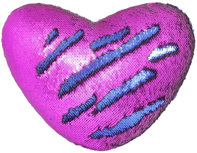 Play Tailor Sequin Heart Pillow with Insert Heart Shaped Reversible Sequins Pillows Decorative Cushion (13" X 15",Blue+Purple) - Blue+purple
