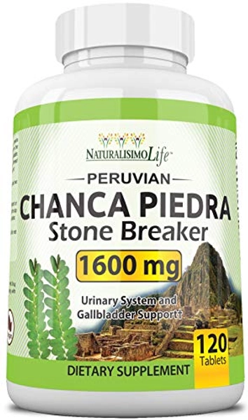 NaturalisimoLife Chanca Piedra 1600 mg - 120 Tablets Kidney Stone Crusher Gallbladder Support Peruvian Chanca Piedra Made in The USA