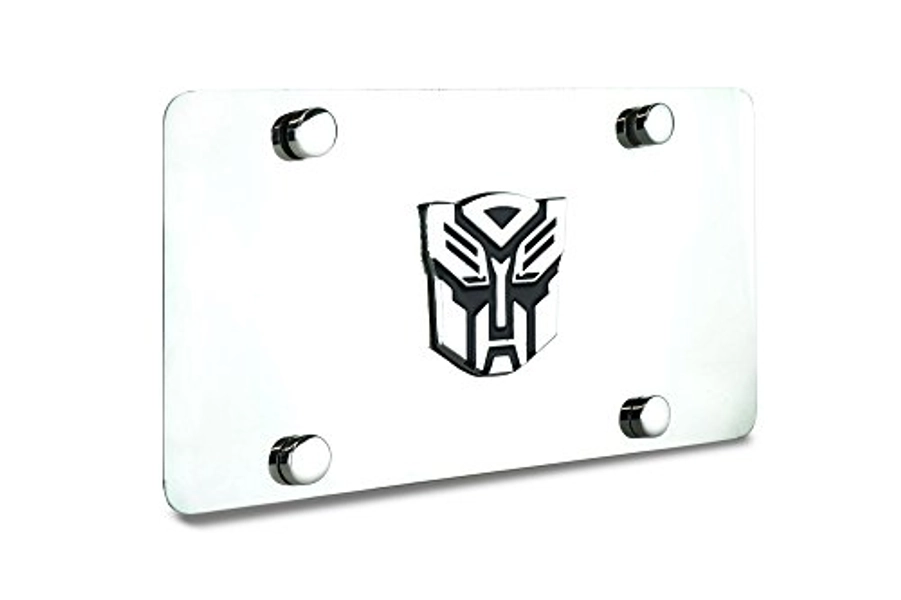 JR2 3D Transformers Metal Badge Stainless Steel Mirror Chrome License Plate+Free Caps