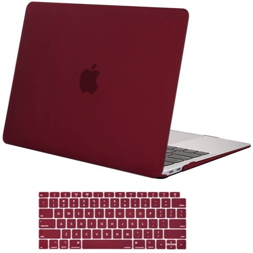 MOSISO Compatible with MacBook Air 13 inch Case 2022 2021 2020 2019 2018 Release A2337 M1 A2179 A1932 Retina Display with Touch ID, Plastic Hard Shell Case & Keyboard Cover Skin, Marsala Red - Lavender Purple