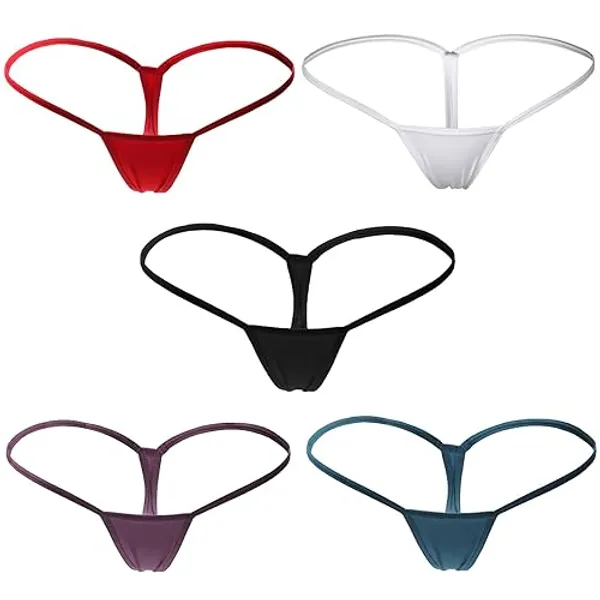 CKSUNG Women's Low Rise Micro Back G-string Sexy Thongs Panties Underwear - Small - 5 Pack - Multicoloured