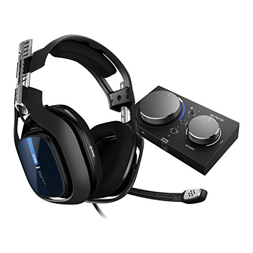 ASTRO Gaming A40 TR, Gaming-Headset mit Kabel, MixAmp Pro TR, ASTRO Audio V2, Dolby Audio, Austauschbares Mikrofon, Game/Voice Balance Control, für PS5, PS4, PC, Mac - Schwarz/Blau - Normal - Bundle