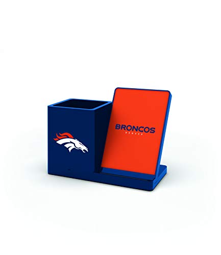 SOAR NFL Unisex Wireless Charging Stand and Desktop Organizer - Denver Broncos - One Size - Team Color