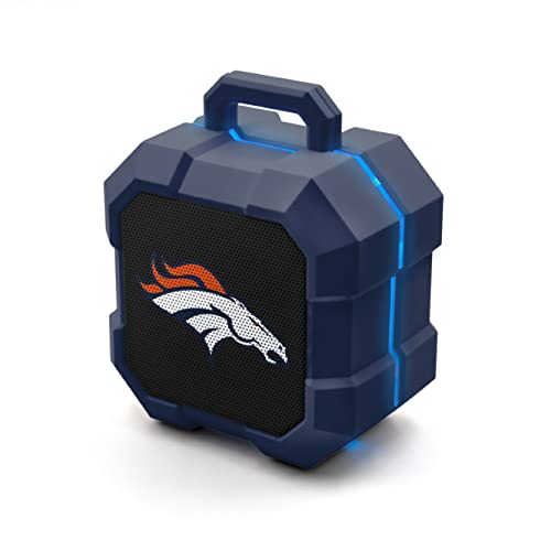 SOAR NFL Shockbox LED Wireless Bluetooth Speaker - Water Resistant IPX4, 5.0 Bluetooth with Over 5 Hours of Play Time - Small Portable Speaker - Officially Licensed NFL, Perfect Home & Outdoor Speaker - Denver Broncos - One Size - Team Color