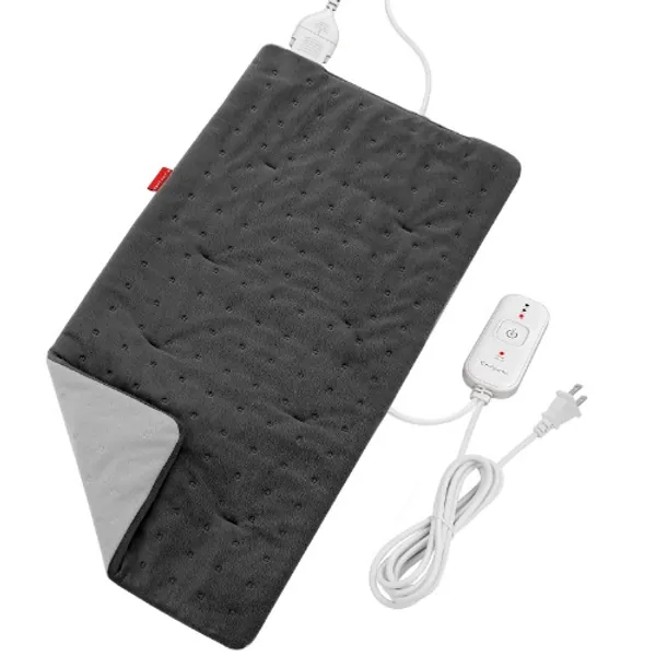 Heating Pad for Cramps, Comfytemp Electric Heating Pad for Back Pain Relief, Small Heating Pad with 3 Heat Settings, 2H Auto Shut Off, Stay On, for Neck and Shoulders, 12 x 24 in, Machine Washable - Grey