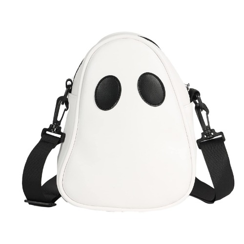 Halloween Pumpkin Cute Ghost Purse, Pu Leather Crossbody Bag Shoulder Bag For Girls, Spooky Season Trick Or Treat - White One Size