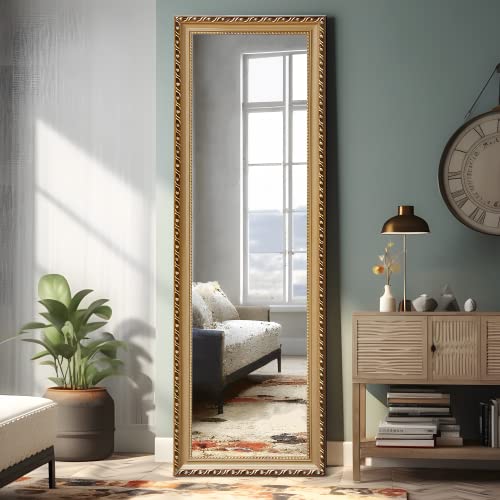 NeuType 65"x22" Full Length Mirror Floor Mirror Wall-Mounted Mirror Bedroom/Locker Room Standing/Hanging Mirror Dressing Mirror (Gold, European Style) - 65"x22" - Gold (European Style)