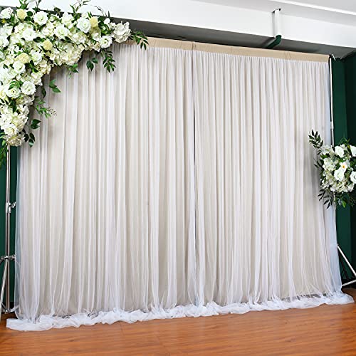 Champagne Tulle Backdrop Curtains for Baby Shower Party Wedding Photo Drape Backdrop for Photography Props Engagement Bridal Shower 10 ft X 7 ft - 10 ft X 7 ft - not sheer champagne