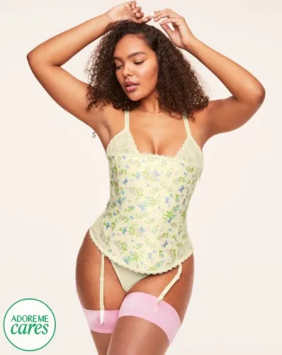 Zoie Floral Yellow Plus Corset | Adore Me