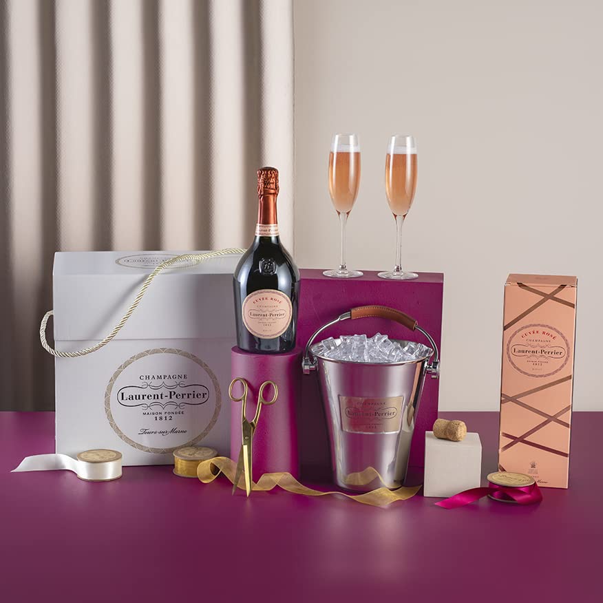 Laurent-Perrier Rosé Champagne Gift Set (75cl) - Includes Champagne Flutes, Silver Ice Bucket & Gift Box - French Pink Champagne - 12% ABV - Laithwaites Wine