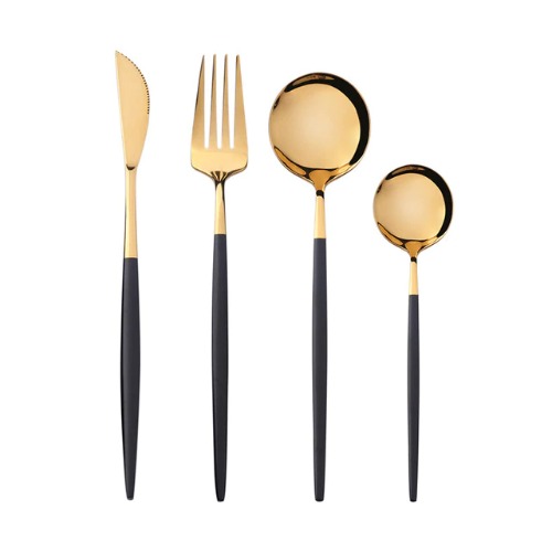 4Pcs Two-Tone Cutlery Set - Black