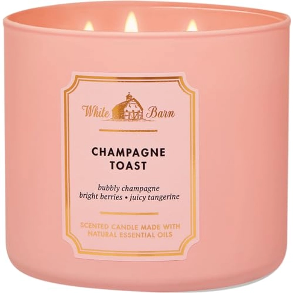Bath and Body Works White Barn Champagne Toast 3 Wick Candle 14.5 Ounce Basic White Barn Label, Scented
