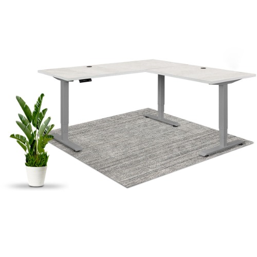 Executive Standing Corner Desk - L Shaped - Large 71" × 71" / Gray / Oak White
