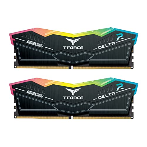 TEAMGROUP T-Force Delta RGB DDR5 Ram 32GB (2x16GB) 6000MHz PC5-48000 CL30 Desktop Memory Module Ram For 600 700 Series Chipset XMP 3.0 Ready Black - FF3D532G6000HC30DC01 - 32GB(2x16GB) - DDR5 6000MHz 30-36-36-76 - Black