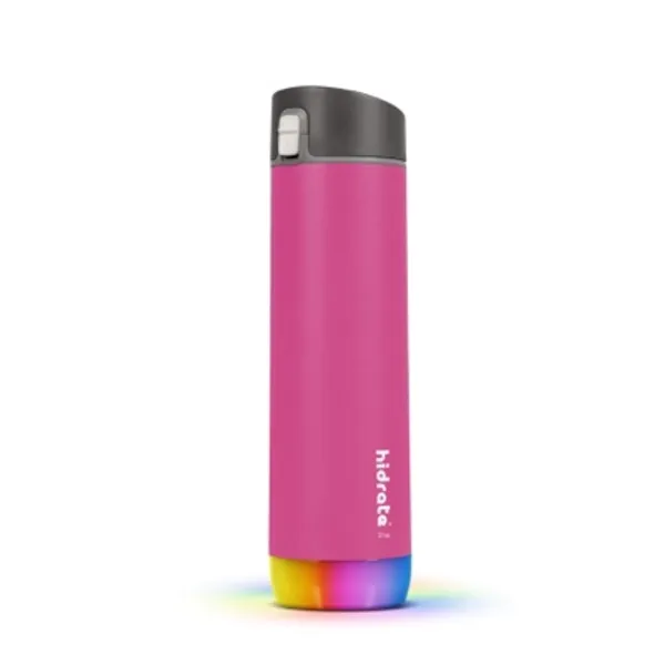 HidrateSpark Steel Smart Water Bottle, Tracks Water Intake & Glows to Remind You to Stay Hydrated, Chug, 21 oz, Fruit Punch