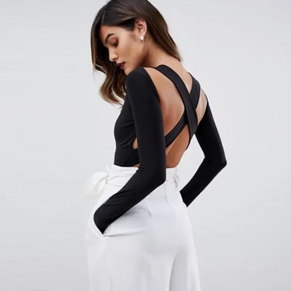 Cross Back Long Sleeve Bodysuit