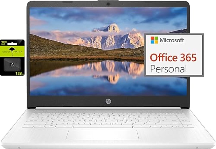 HP Newest 14" Ultral Light Laptop for Students and Business, Intel Quad-Core N4120, 8GB RAM, 192GB Storage(64GB eMMC+128GB Micro SD), 1 Year Office 365, Webcam, HDMI, WiFi, USB-A&C, Win 11 S - 8GB RAM | 192GB Storage - Snowflake White