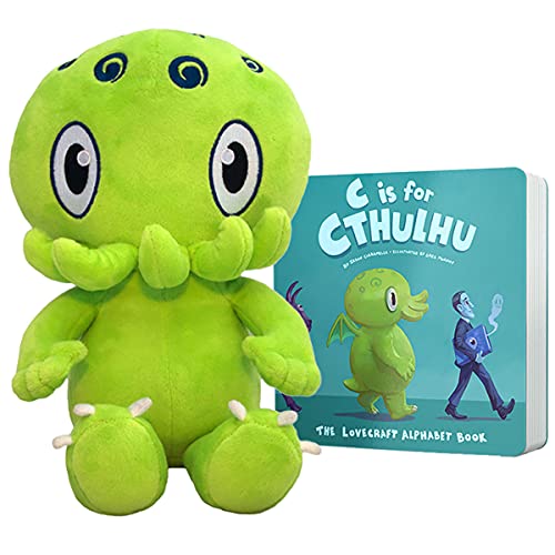 C is for Cthulhu Board Book & Green Plush Bundle (Standard Plush, 12 inches) - Baby Plush, 6 inches