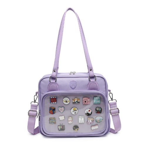 RAINBOW SMILE Ita Bag Heart Messenger Japanese School Bag Kawaii Large Anime Shoulder Handbags - Purple