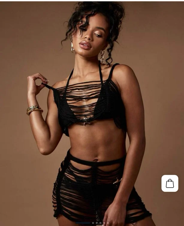 Fringe Detail Mini Shorts Crop Top Two Piece Set