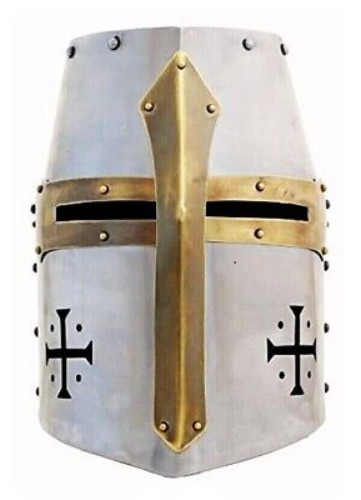 Medieval Brass Templar Crusader Helmet SCA Knight Great Helmet Armor Christmas  | eBay