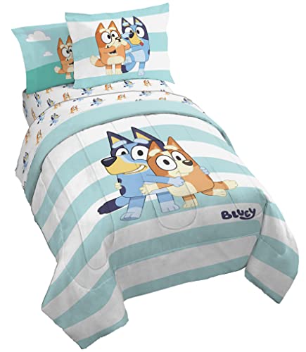 Jay Franco Bluey & Bingo 7 Piece Full Size Bed Set - Includes Comforter & Sheet Set - Super Soft Kids Bedding Fade Resistant Microfiber (Official Bluey Product) - Full - Multi - Bluey