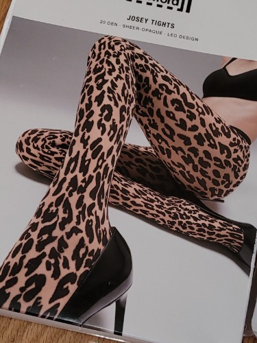 Wolford Josey Tights 14901 Fairly Light/Black Animal Print Size S