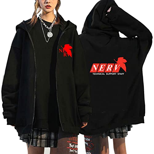 XSLGOGO Unisex Anime Eva Hoodie Ayanami Shinji Asuka Kapuzenstrickjacke mit Reißverschluss Eva Engel Cosplay Evangelion Sweatshirt - 11 - L