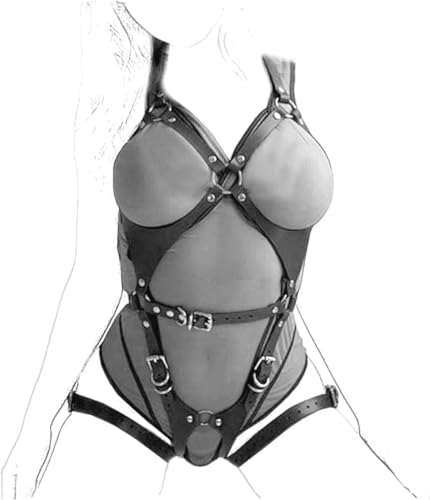 OnundOn Faux Leder Harness Lingerie Bondageset Riemenbody Brustgurte Fetisch Erotik Reizwäsche SM Fesseln Sexspielzeug für Frauen