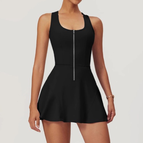 Celestial Zip Sleeveless Dress | Advanced Black / S