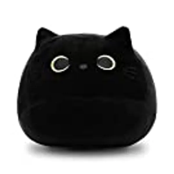 Pochita 3D Black Cat Plush Stuffed Animal Toy Pillow, Fat Black Cat Stuffed Animal Cat Plushie, Kawaii Pillows Cat Pillow Kawaii Cat Shape Design Lumbar Back Cushion Decoration