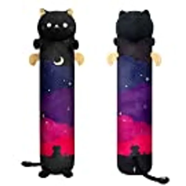 Mewaii Long Cat Plush Body Pillow, 44” Cute Cat Stuffed Animals Kawaii Soft Plushies, Black Cat Plush Squishy Pillow Doll Toy Gift for Girlfriend
