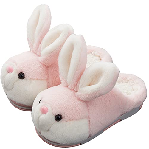 YILANLAN Women's Cute Bunny Animals Slippers Interesting Comfortable Furry Slippers Soft Plush Winter season Keep warm Home Slippers - 4-4.5 Women/3.5-4 Men Pink Slipper