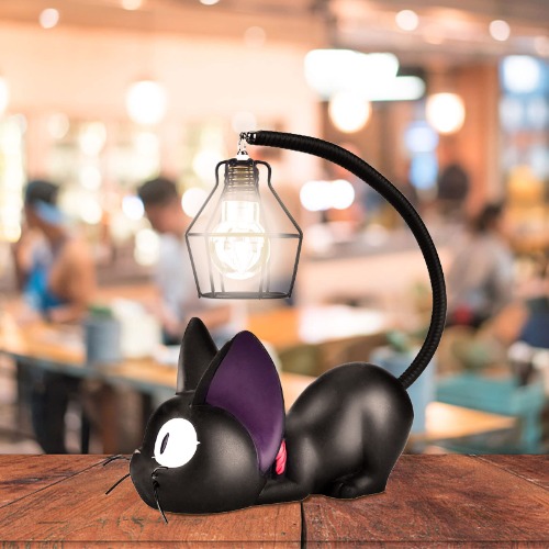 . Kat Nachtlampje Voor Kinderen Leuke Bezorgservice Zwarte Hars Ambachtelijke Katten Speelgoed Desktoplamp Voor Kinderen Verjaardagscadeau Slaapkamer Decoratie (Zwarte Ogen)