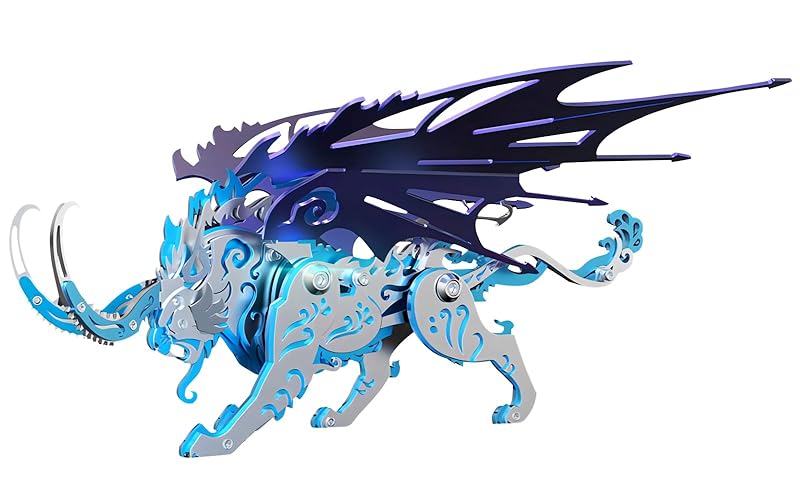 3D Metal Puzzles for Adults,3D Metal Model Kits Mechanical Qiong Qi Blue,Steel 3D Puzzles Stainless Steel Ornaments for Adults Home Decor Art Craft Gifts Toys - X-qiongqi Blue