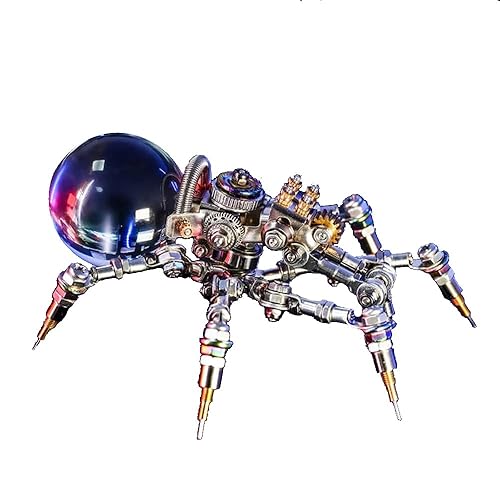 Mostarle Crystal Lamp Jumping Spider 3D Metal Puzzle, Arcynix DIY Model Kit Sci-Fi Mechanical Spider Steampunk Decor, Creative Gift & Futuristic Home Décor for Adults & Teens