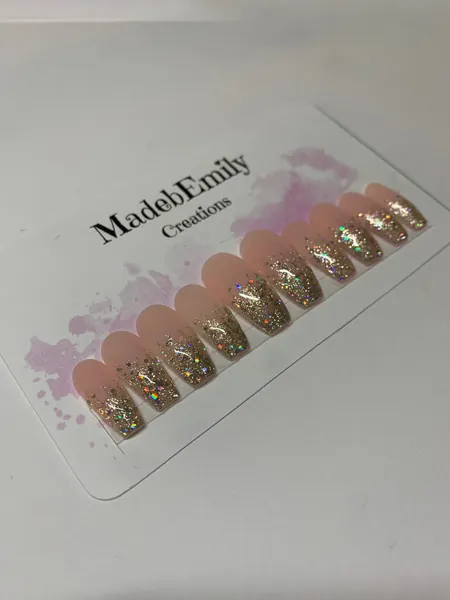 Press on nails, nude nails , sparkly nails, set of 20 available,made in uk