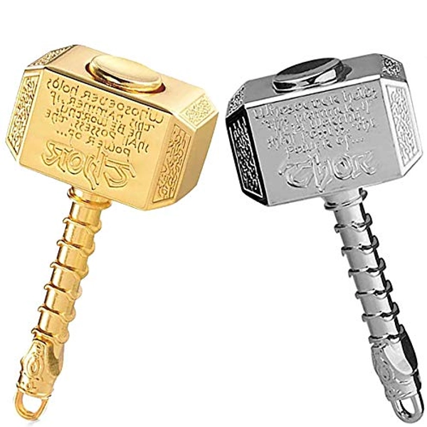 Mjolnir Hammer Fidget Spinners Metal, Thor's Battle Hammer Fidgit Finger Hand Spinner, Fidget Cube Block Anti Anxiety Toy Focus Fidget Toys Fingertip Gyro Stress Relief Gifts for Kids Adults