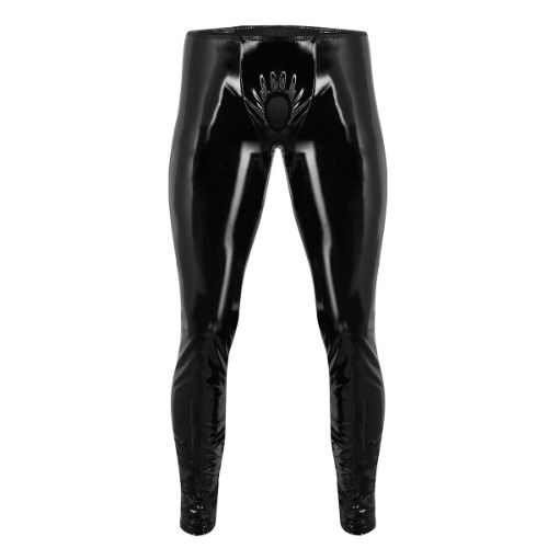 Agoky Men's PVC Leather Wetlook Trousers Leggings Tights Long Pants Night Club