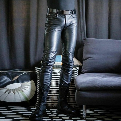 Mens Fashion Sleeveless Casual Leather Pants