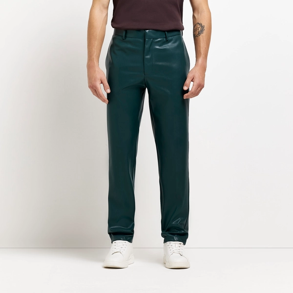 River Island Mens Suit Trousers Bottle PU - Green